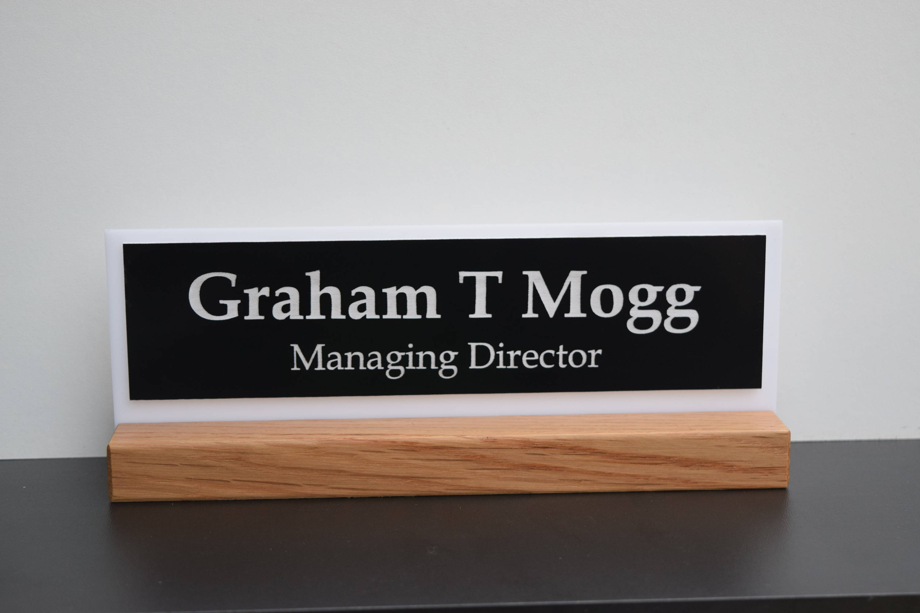 Executive Personalised Desk Solid Oak Base Name Plate Custom