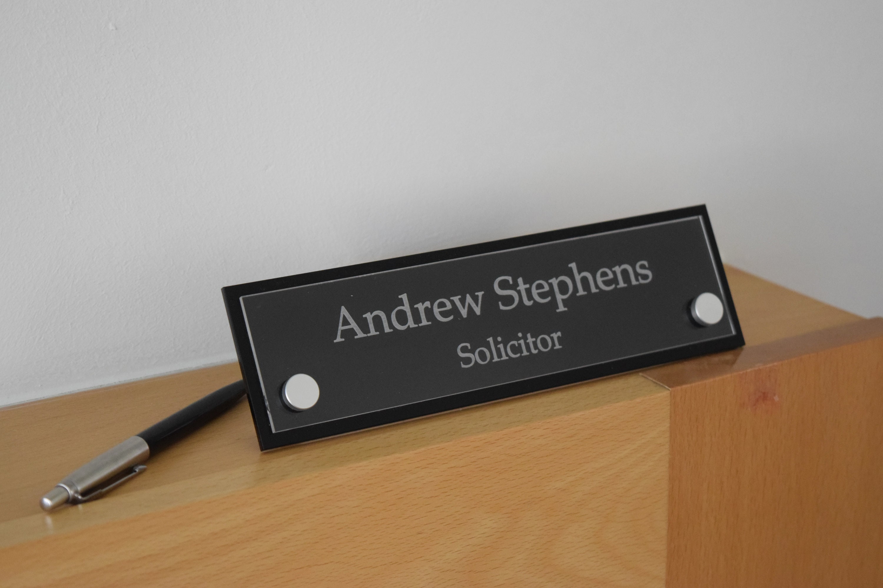 Contemporary Custom Engraved Acrylic Desk Name Plate Desk Etsy