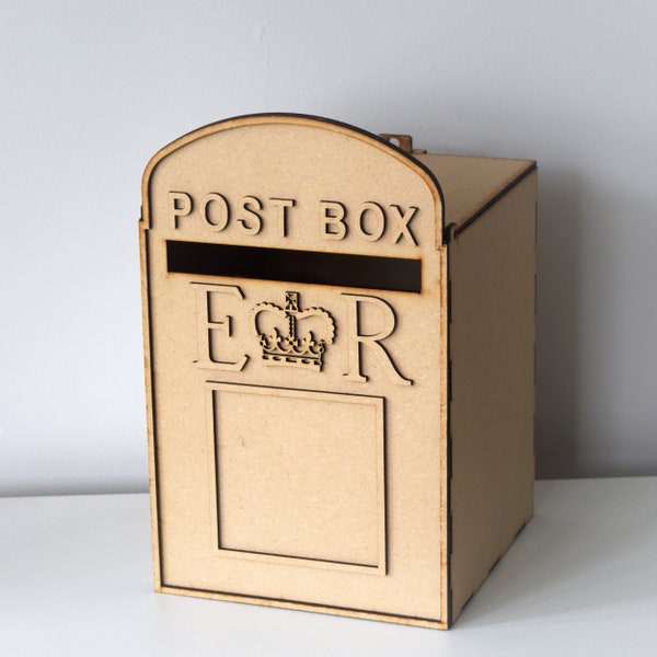 Wedding Post Box, unpainted, MDF, royal mail, for cards, flat pack,