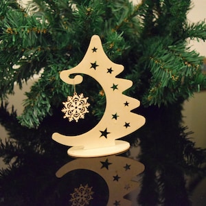 Christmas tree with a bauble snowflake, Plywood, Tree, Christmas gift, Bauble, Christmas Decoration