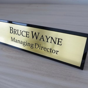Personalised Acrylic Desk Name Plate: Modern Office Sign (170mm x 60mm)