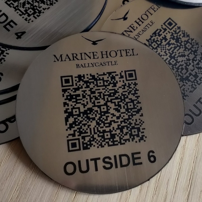 Personalised QR Code Laser Engraved Discs, 70mm diameterTable Tags, Locker, Restaurant, Clubs image 8