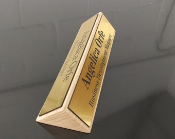Plaque signalétique de bureau personnalisée en bois massif : enseigne de bureau personnalisée gravée