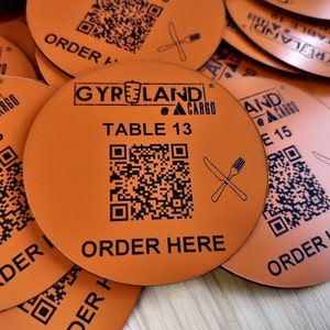 Personalised QR Code Laser Engraved Discs, 70mm diameterTable Tags, Locker, Restaurant, Clubs image 4