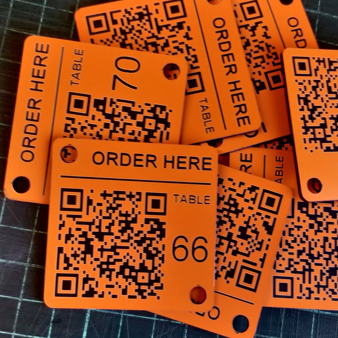 Custom QR Code Laser Engraved Discs 50mm Square Table Tags - Etsy UK
