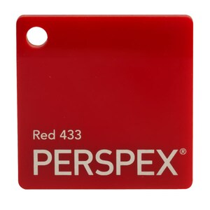 May include: A red Perspex sheet with the text "Red 433" and the Perspex logo.