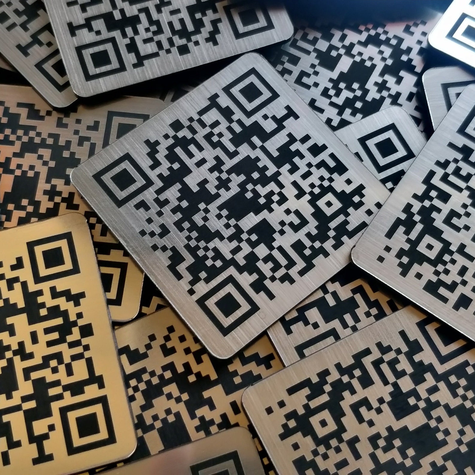 Custom QR Code Laser Engraved Discs 50mm square Table Tags Etsy