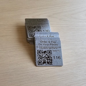 50mm quadratischer Edelstahl-QR-Code-Lasergravur-Tags, zum Bestellen scannen, Bar, Restaurant-Menü, Clubs Bild 2