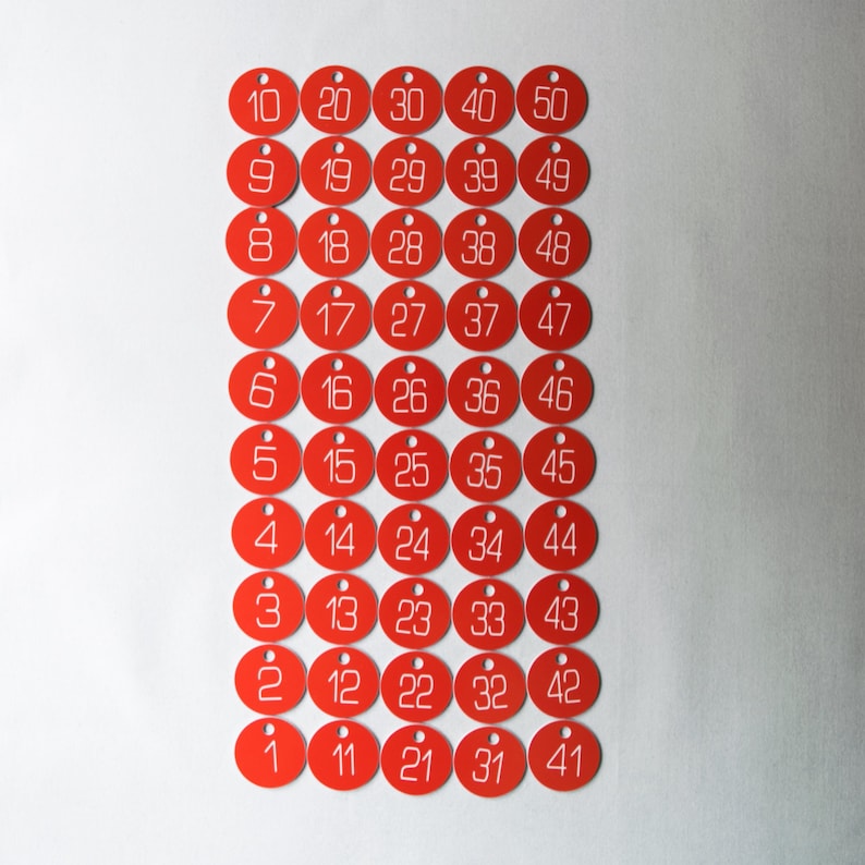 Tags Table Set of 50x3cm Laser Engraved Number Discs Locker Restaurant,Clubs