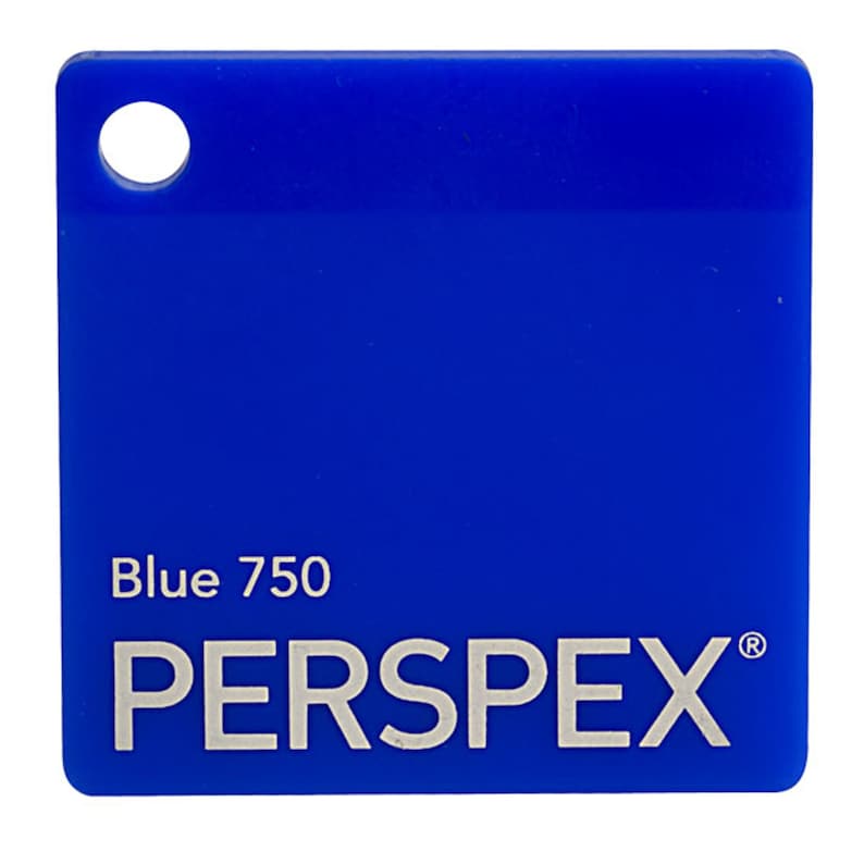 May include: A blue Perspex sheet with the text "Blue 750 PERSPLEX" printed on it.