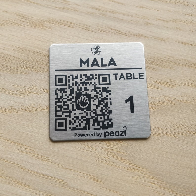 50mm quadratischer Edelstahl-QR-Code-Lasergravur-Tags, zum Bestellen scannen, Bar, Restaurant-Menü, Clubs Bild 4