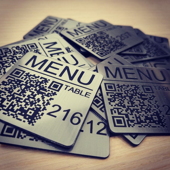 Custom QR Code Laser Engraved Discs 50mm Square Table Tags - Etsy UK