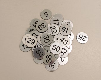 Set of 50x3cm Laser Engraved Number Discs, Table, Tags, Locker, Restaurant,Clubs