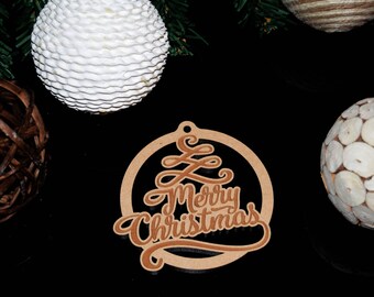 Merry Christmas Decoration Bauble 3mm MDF