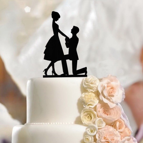 Fiance & Fiancee Cake Toppers Engagement - high quality acrylic, 3mm thickness