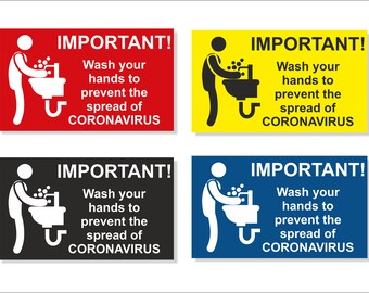 Wash your hands to prevent Corona, 70mm x 120mm Covid Sign, 19, with Self-Adhesive back
