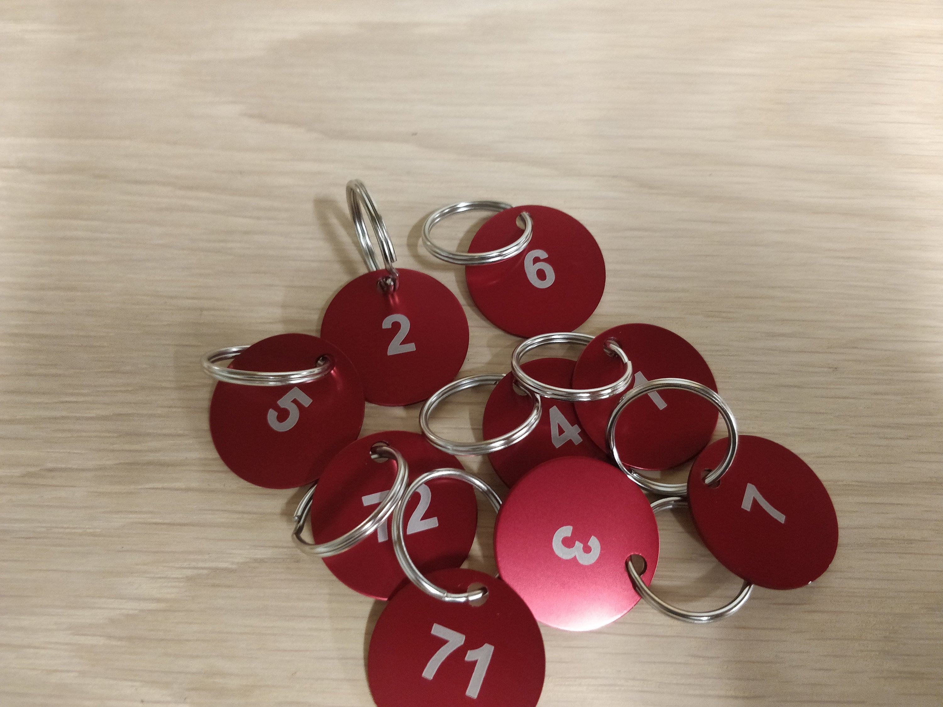 Anodized Aluminium Numbered Key Tags: 35 Mm Circular Tags With