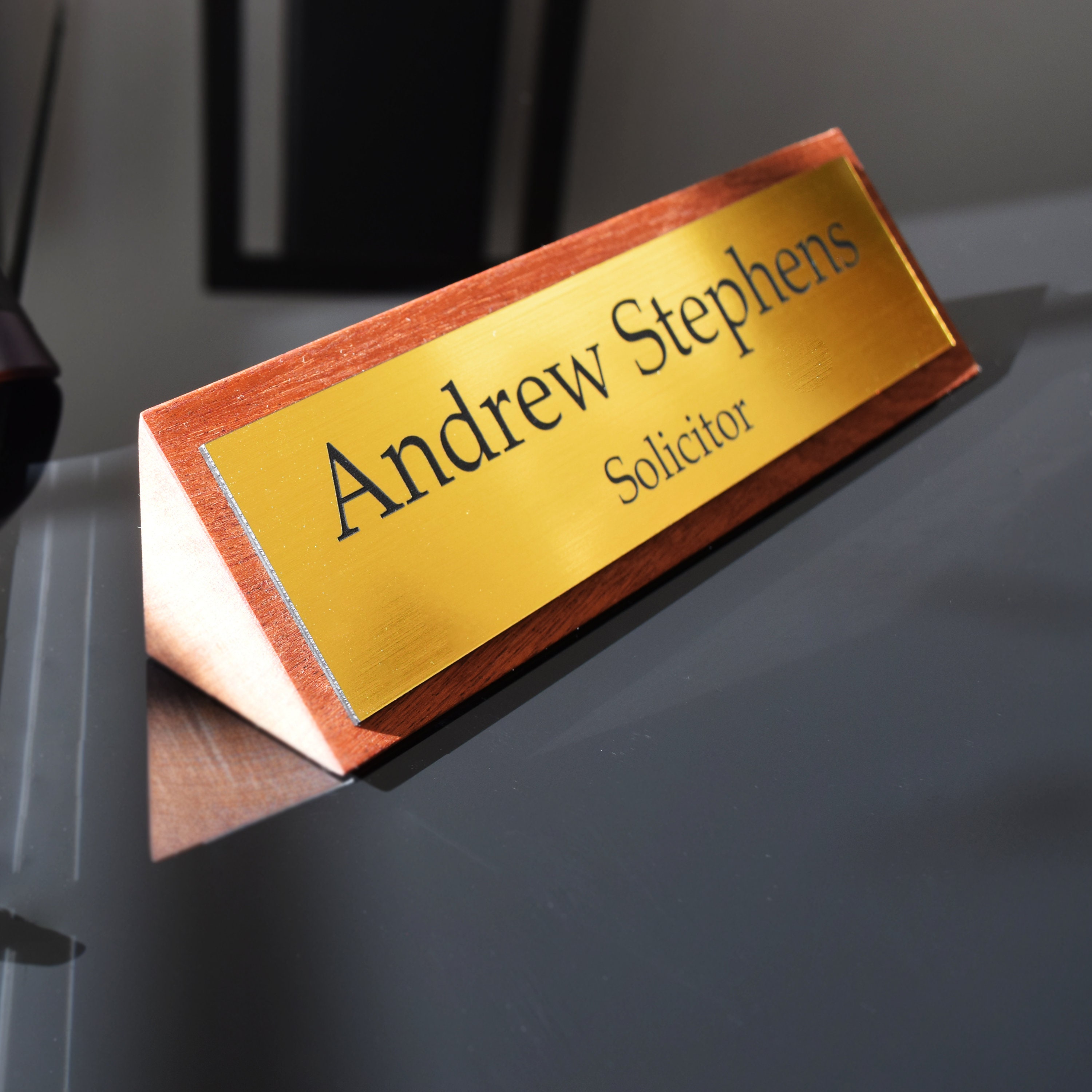 Solid Wood Stylish Personalised Desk Name Plate Desk Plaque Etsy