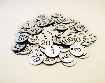 Set of 100x3cm Laser Engraved Number Discs, Table, Tags, Locker, Restaurant,Clubs