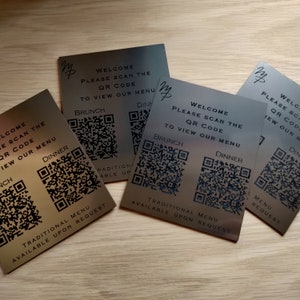 Plaque rectangulaire personnalisée de 5 » x 3 » (127 mm x 76 mm) avec code QR, gravée au laser, table, étiquettes, casier, restaurant, clubs, affaires