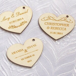Save the date, Personalised Wedding Hearts Custom Laser Engraved Wooden Table Decorations