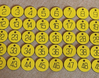 Set of 50x3cm Engraved Number Discs, Table, Tags, Locker, Restaurant,Clubs