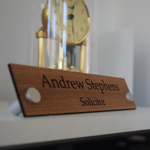 Modern Custom Engraved Solid Wood Desk Nameplate, Desk Plaque, Office Plate With Stand