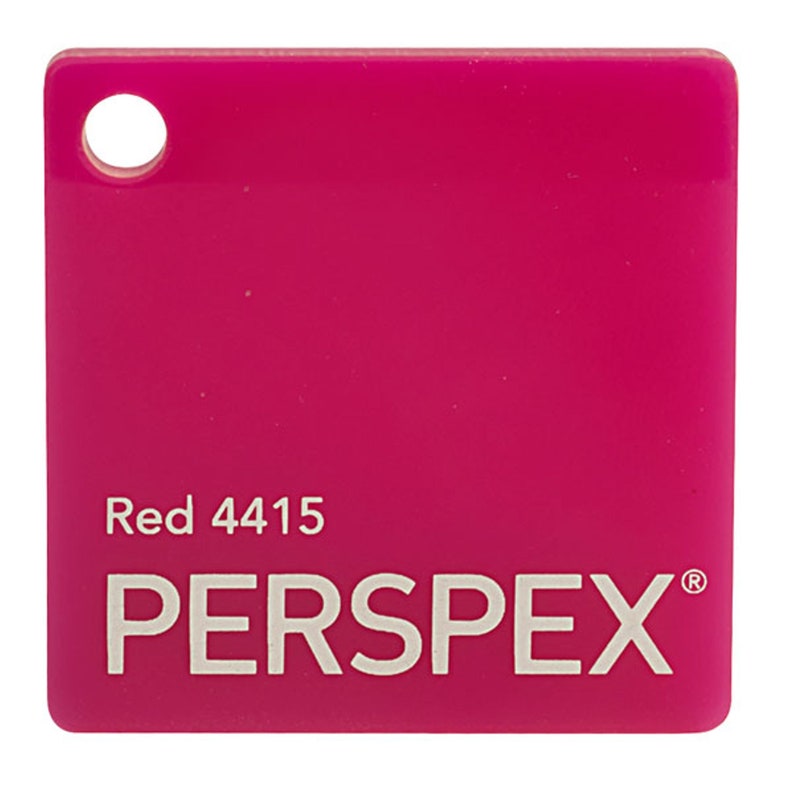 May include: A bright pink sheet of Perspex plastic with the text "Red 4415 PERSPLEX" printed on it.