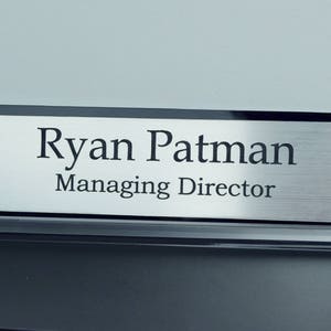 Double sided Stylish Personalised Executive Desk Name Plate, Custom Engraved Sign, Office Plaque