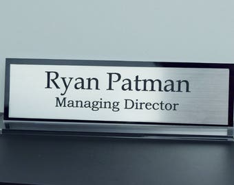 Stylish Personalised Executive Desk Name Plate, Custom Engraved Sign, Office Plaque