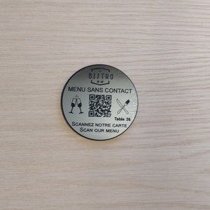 Personalised QR Code Laser Engraved Discs, 70mm diameterTable Tags, Locker, Restaurant, Clubs image 7