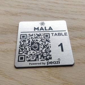 50mm quadratischer Edelstahl-QR-Code-Lasergravur-Tags, zum Bestellen scannen, Bar, Restaurant-Menü, Clubs Bild 5