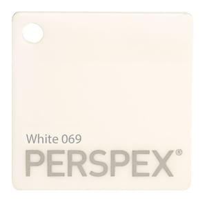 May include: White Perspex sheet with the text "White 069 PERSPLEX" printed on it.