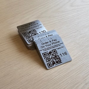 Étiquettes gravées au laser avec code QR en acier inoxydable carré de 50 mm, étiquettes pour numériser pour commander, bar, menu de restaurant, clubs image 3
