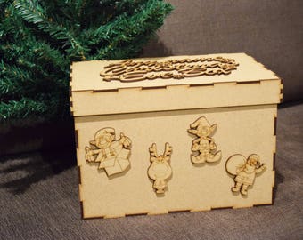 Christmas Eve Box, unpainted MDF,Flat pack, Topper