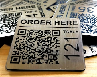 Aangepaste lasergegraveerde schijven met QR-code: 50 mm vierkante tags Scannen om te bestellen