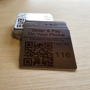 50mm quadratischer Edelstahl-QR-Code-Lasergravur-Tags, zum Bestellen scannen, Bar, Restaurant-Menü, Clubs Bild 7