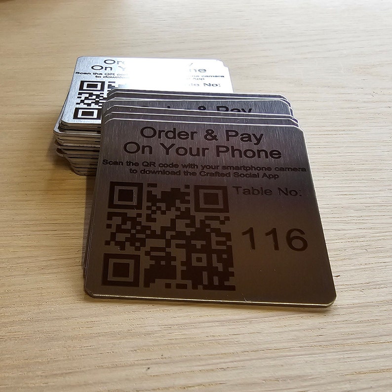 50mm square Stainless Steel QR Code Laser Engraved Tags, Scan to order Tags, Bar, Restaurant Menu, Clubs image 7
