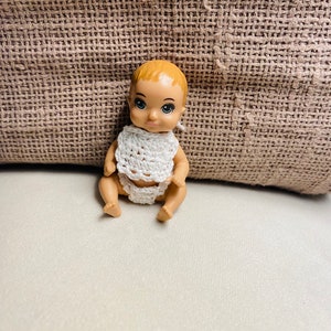 Baby White Crochet Bib- for 3 inch doll