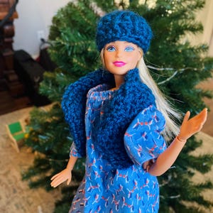 Royal Blue Hat and Vest set- for 12 inch fashion doll