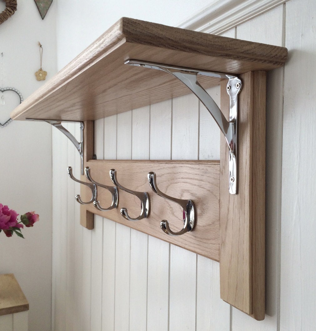 Vintage Style Oak Coat Rack With Shelf Arched Contemporary Etsy