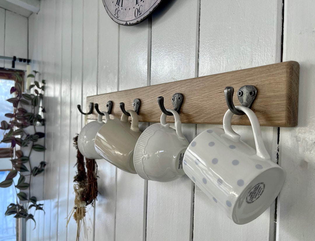 Cup / Mug Rack - Solid Oak Handmade Vintage Style - Etsy UK