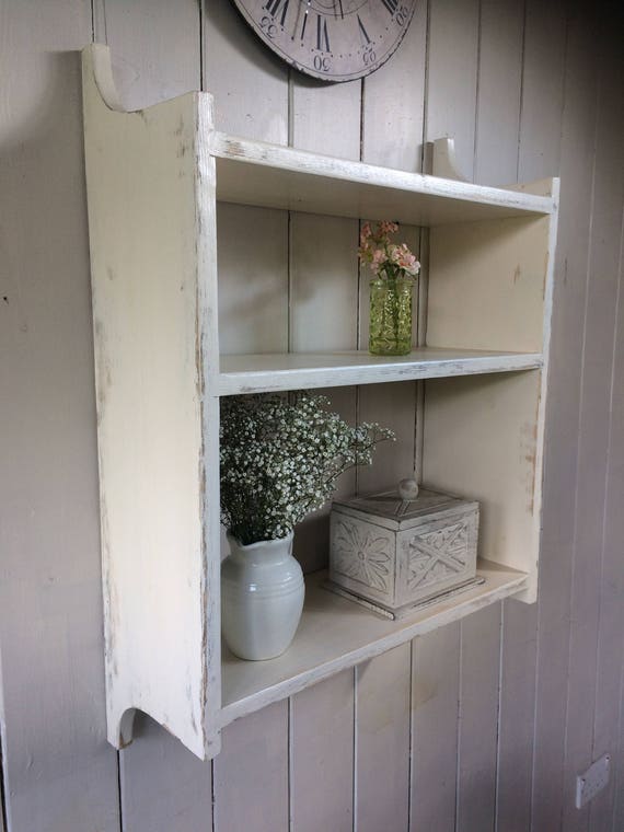 SHABBY CHIC 3 SHELF SOLID PINE COUNTRY COTTAGE WALL SHELF
