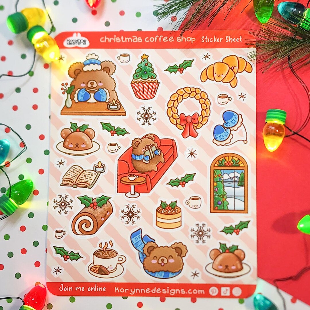 Kawaii Christmas Stickers Cute Christmas Sticker Sheet Etsy