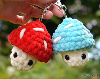 Crochet  Handmade Mushroom Keyring - Cute Gifts For Her - Mushroom Gift - Aesthetic Cottagecore - Stuffed Plant - Plushie Keychain