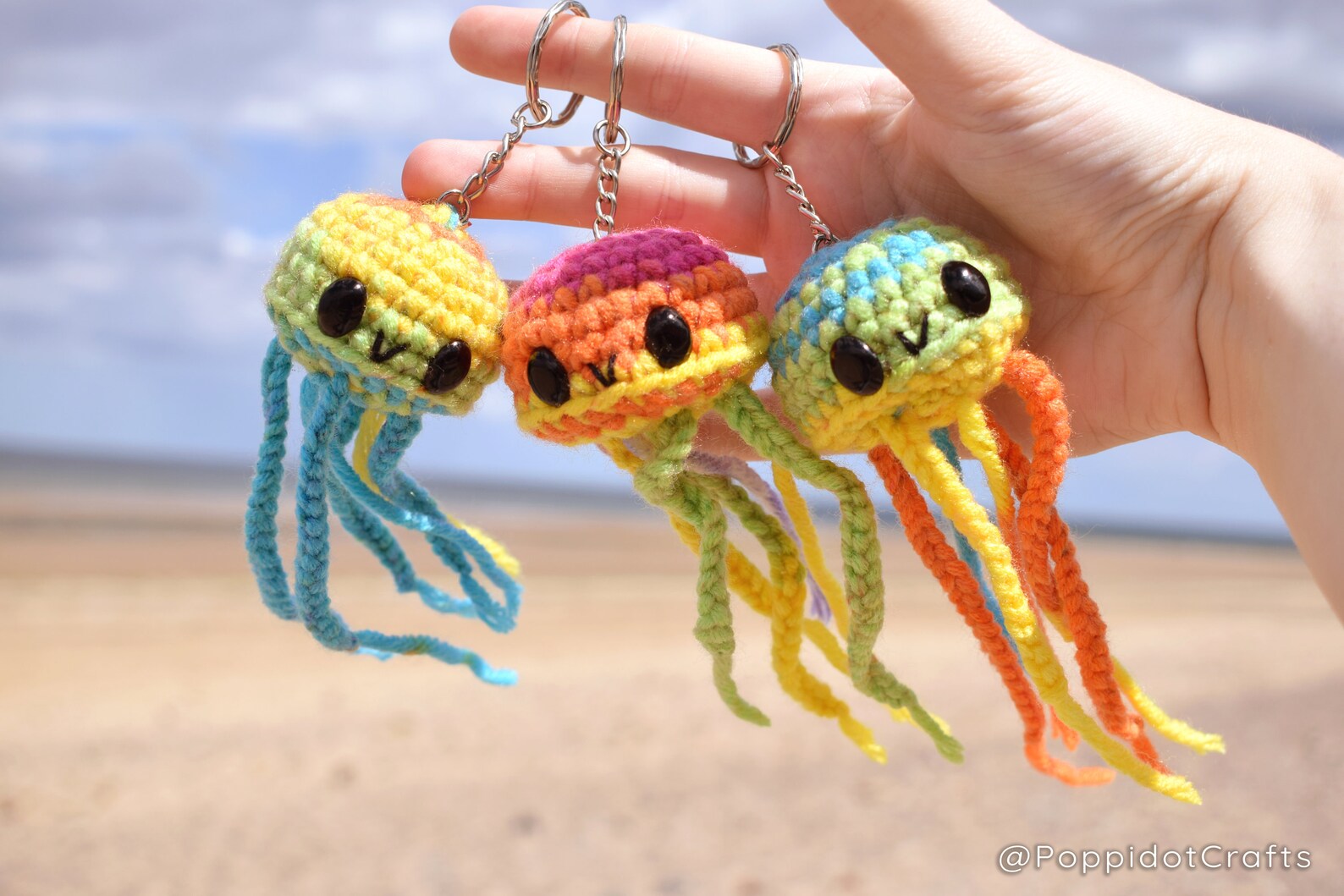 Crochet Cute Jellyfish Rattle and Dummy Clip Gift Set 2pc main image 1