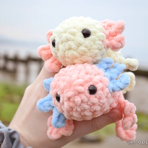 Crochet Axolotl Plush - Handmade Plushie - Amigurumi - Axolotl Gifts - Worry Pet - Anxiety Pal - Stuffed Animal -Desk Buddy- Squishy Axolotl