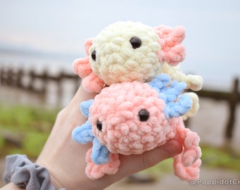 Crochet Axolotl Plush - Handmade Plushie - Amigurumi - Axolotl Gifts - Worry Pet - Anxiety Pal - Stuffed Animal -Desk Buddy- Squishy Axolotl