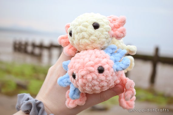 Crochet Axolotl Plush - Handmade Plushie - Amigurumi - Axolotl Gifts - Worry Pet - Anxiety Pal - Stuffed Animal -Desk Buddy- Squishy Axolotl