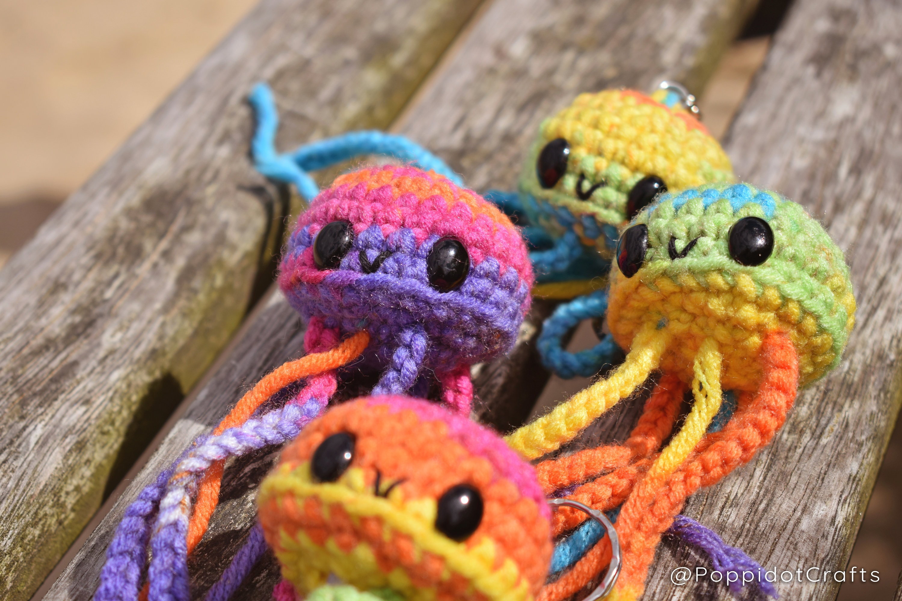 Crochet Cute Jellyfish Rattle and Dummy Clip Gift Set 2pc